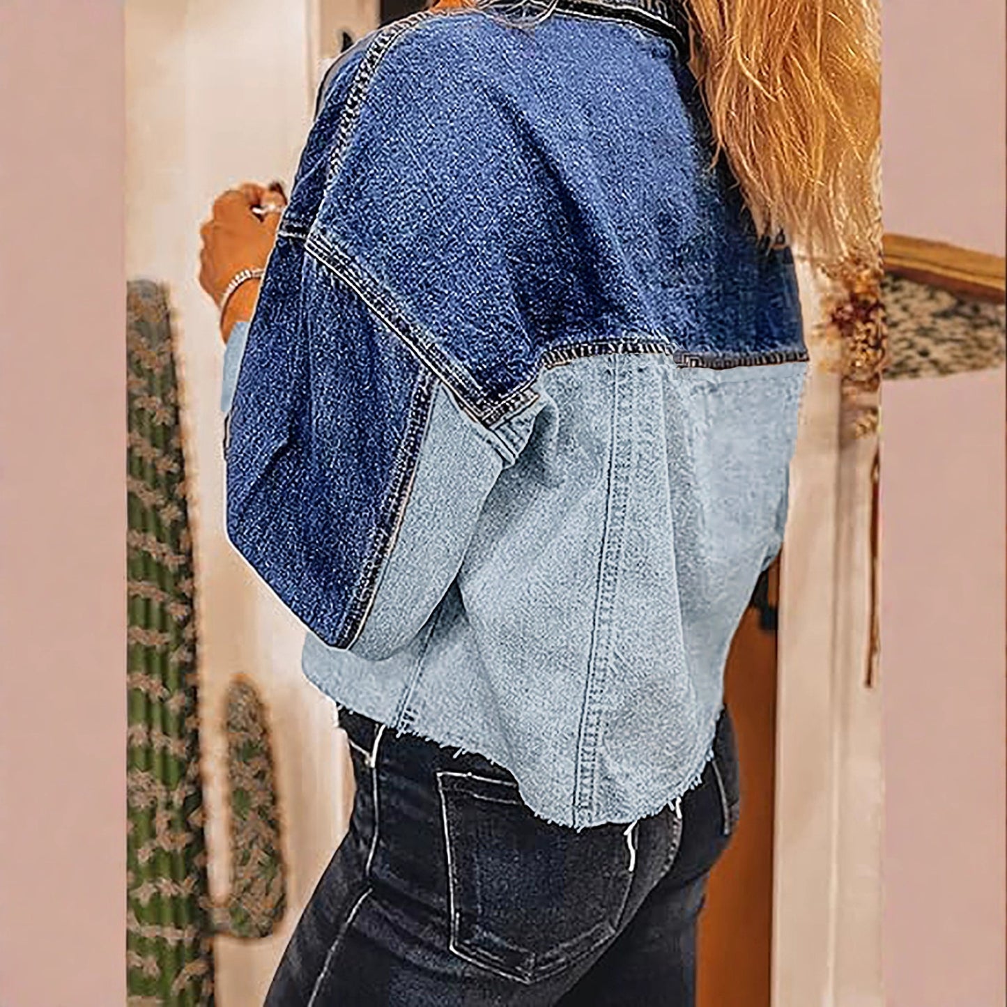 Women's Flip Denim Button Loose Edge Hem Jackets