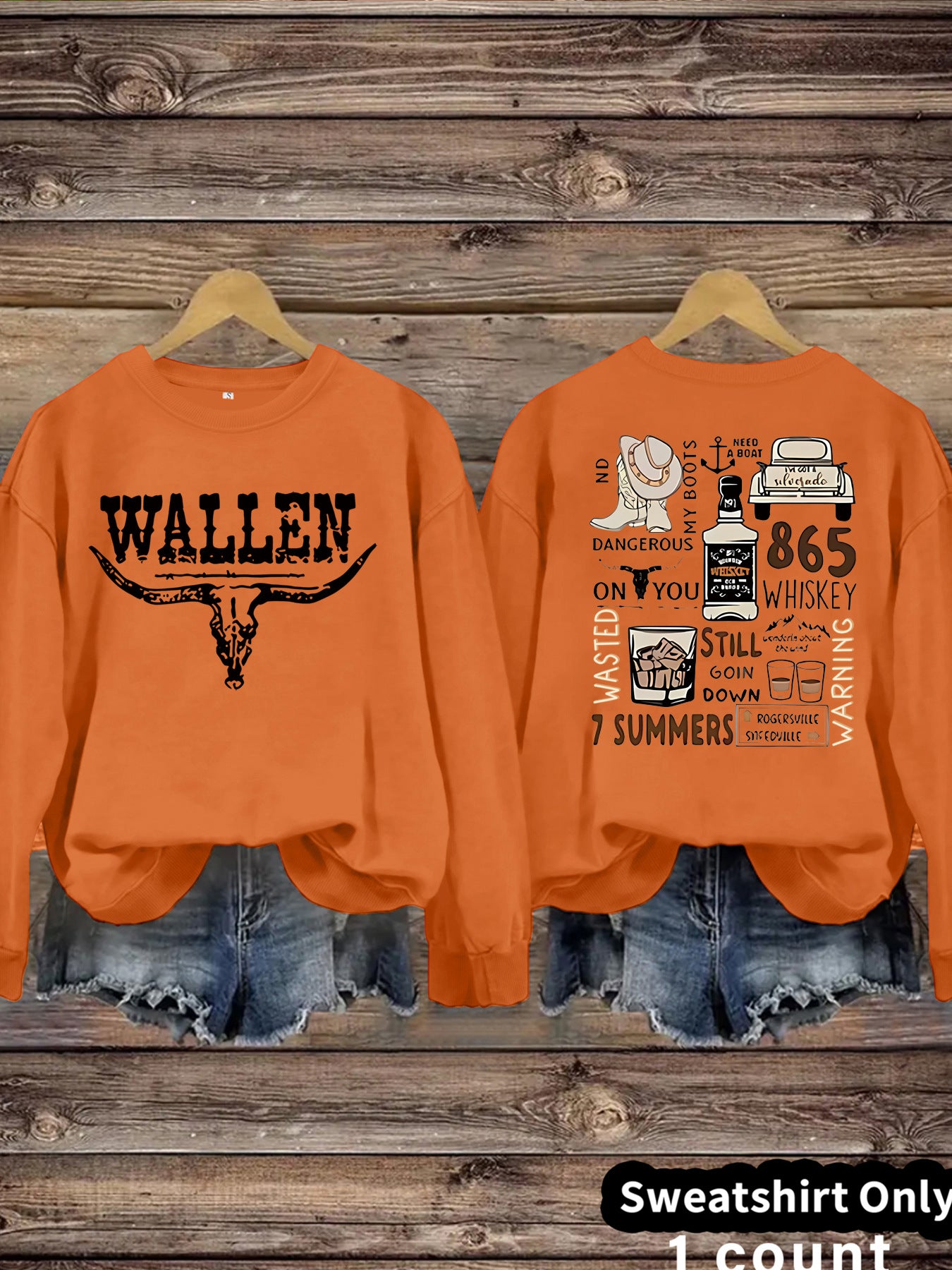 Cow Head Letter Pattern Printed Round Neck Versatile Casual Women's Sweater, Sweater