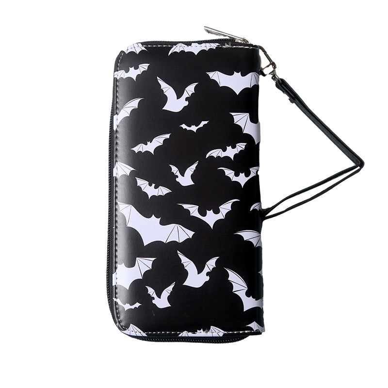 Women's & Men's & Vintage Bat Print Long Large Ladies Wallets