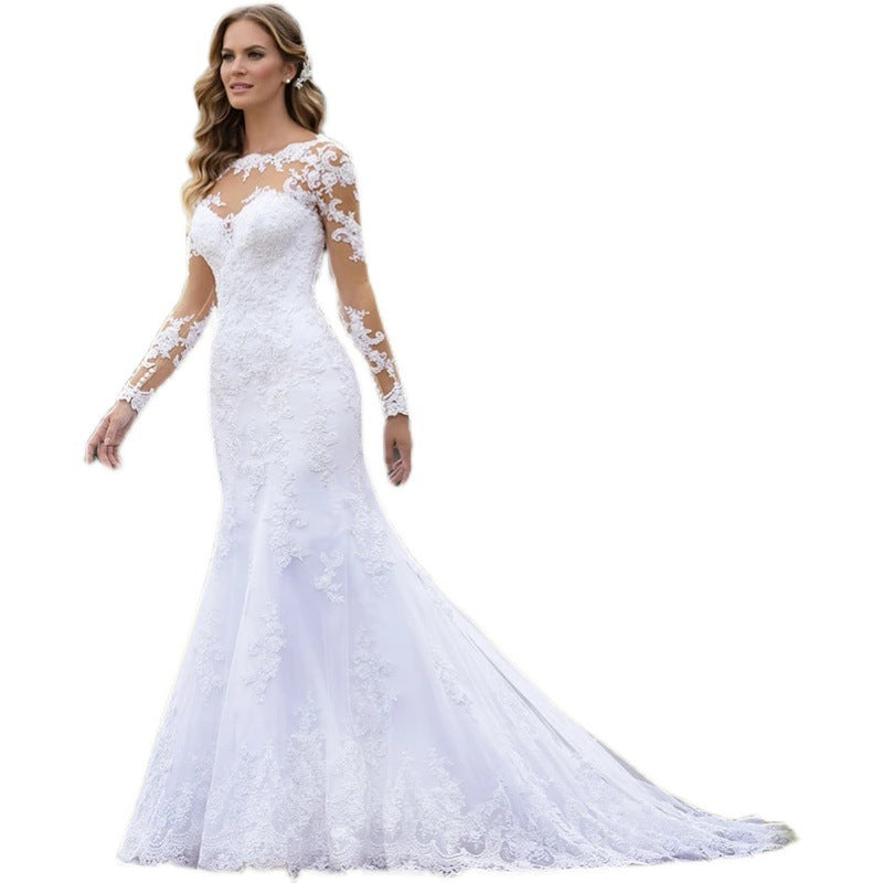 Dress European Fishtail Long Sleeve Exposed Wedding Dresses