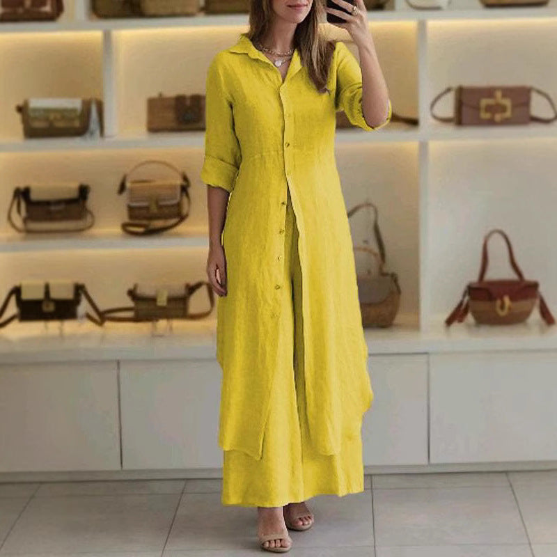 Women's Urban Elegant Cotton Linen Waisted Long-sleeved Suits