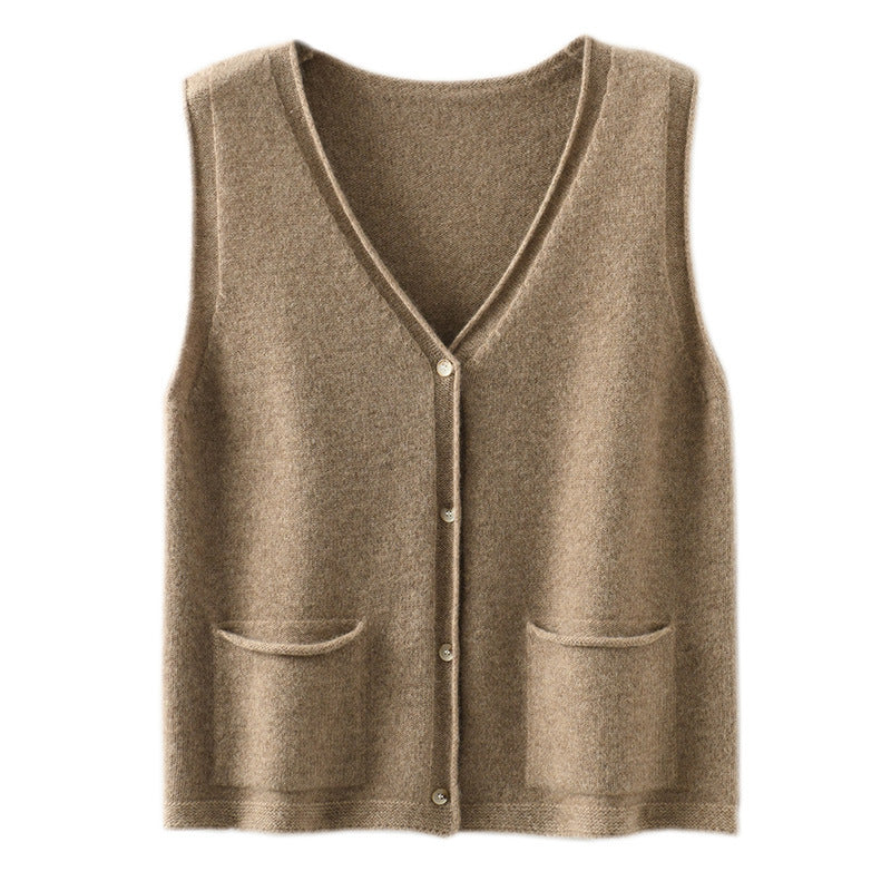 Women's Simple Pure Wool Knit Sleeveless Vintage Vests