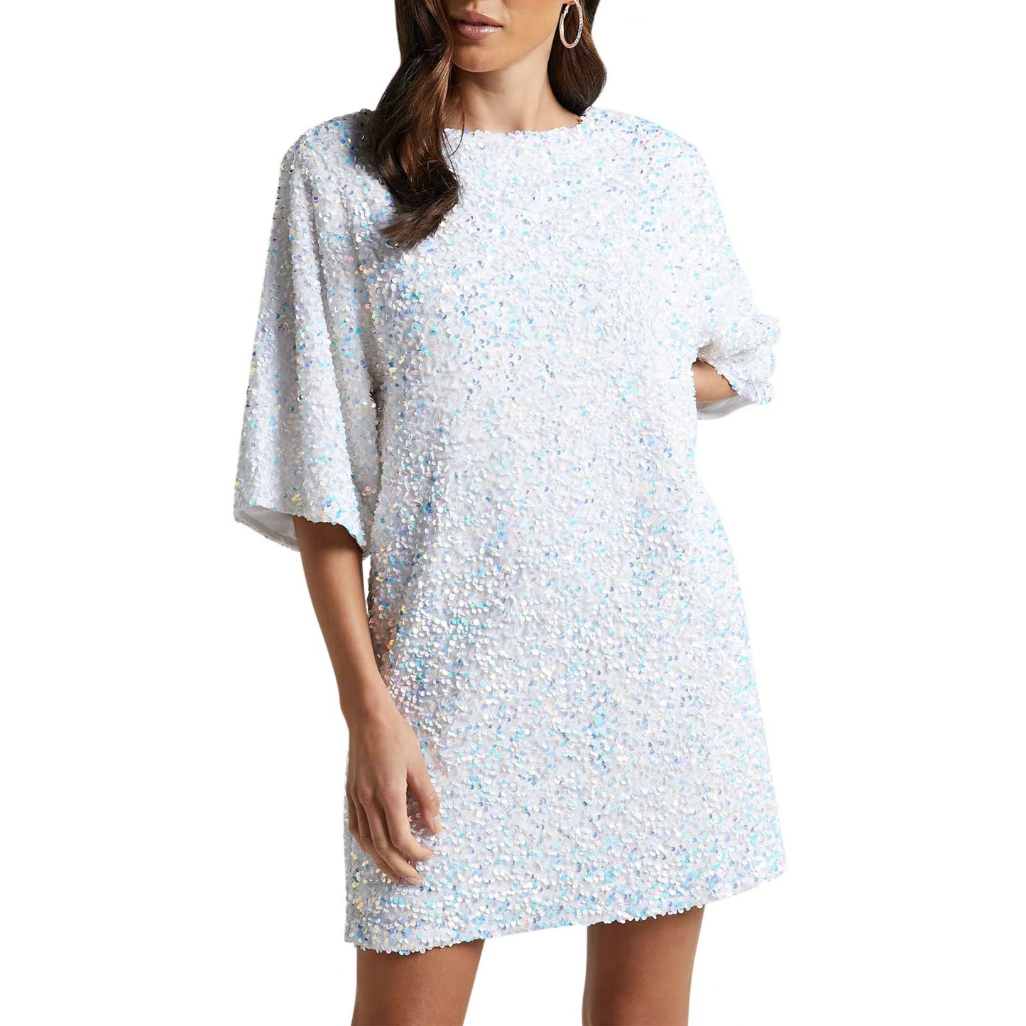 Veet Sequin Fashion Elegant Backless Sleeve Dresses