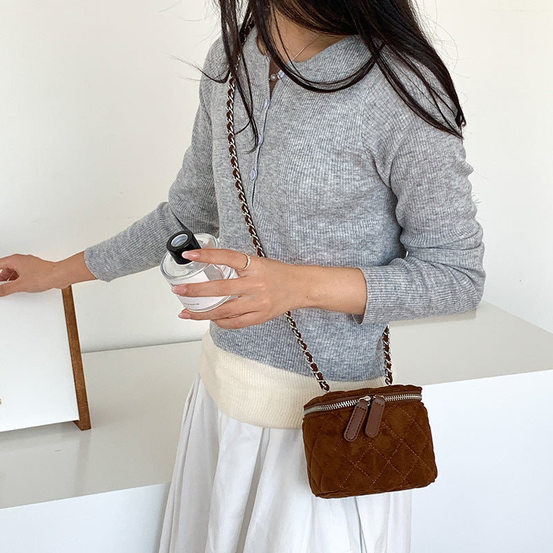 Women's Rhombus Suede High Sense Classic Style Crossbody Bags