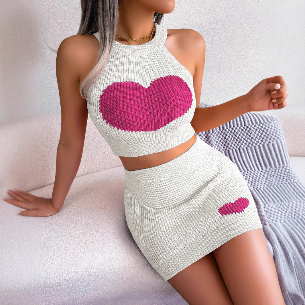 Women's Clearance Love Contrast Color Hip Fashion Casual Suit