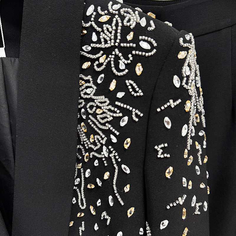 Trendy Pretty Bead Diamond Trousers Two-piece Fashion Casual Suit