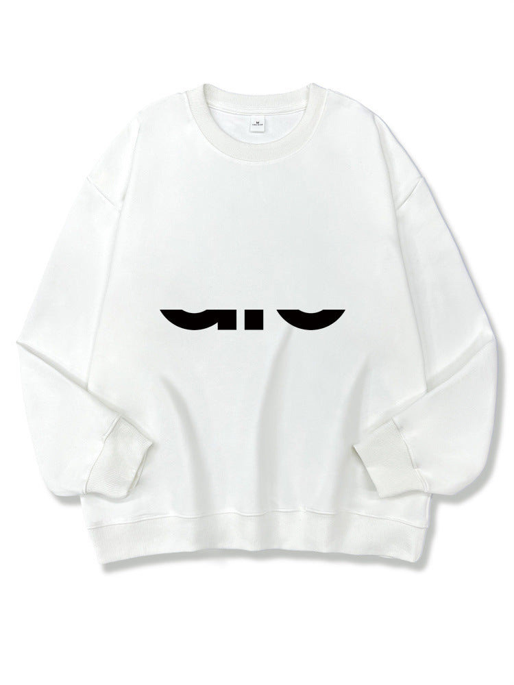 Women's Long Sleeve Composite Interloop Fashion Casual Loose Round Women's Sweater, Sweater