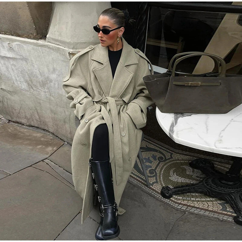 Women's New Trendy Scarf Design Woolen Coats