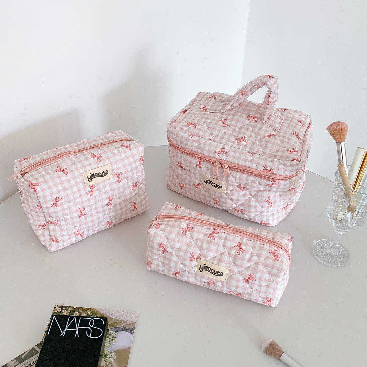 Plaid Simple Good-looking Makeup Brush Assorted Cosmetic Bags