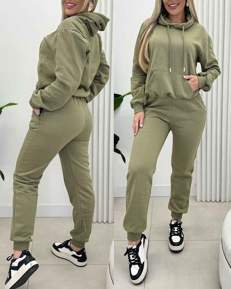 Full Solid Color Leisure Warm Sports Blouses