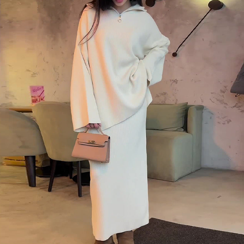 Women's Autumn Fashion Solid Color Loose Zip Suits