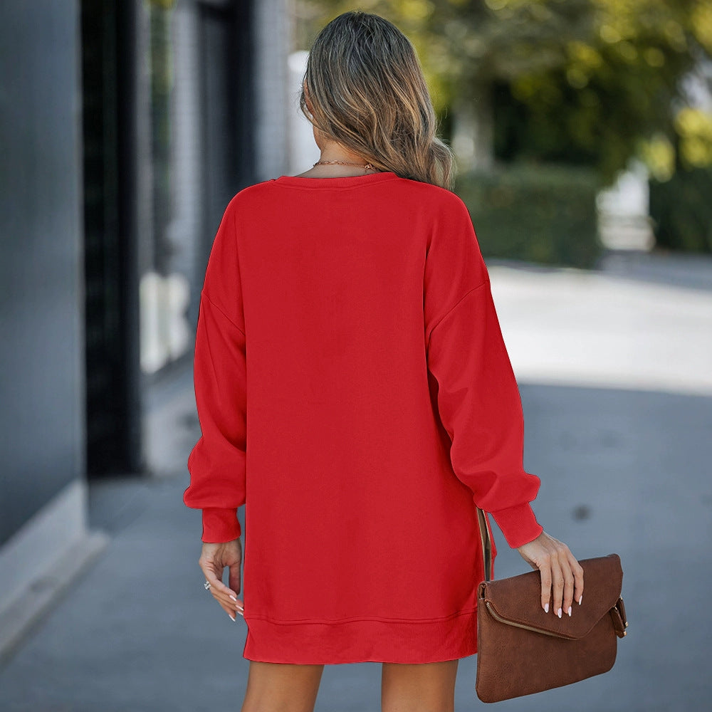 Women's Fashion Christmas Applique Round Neck Dress Jumpsuits