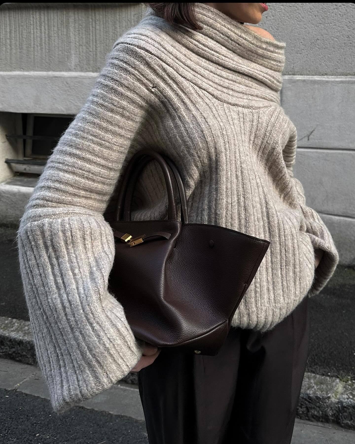 Irregular Design Loose Casual Long Sleeve Knitwear
