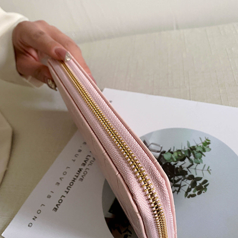 Women's Leather Embossed Pattern Clutch Mid-length Multiple Ladies Wallets