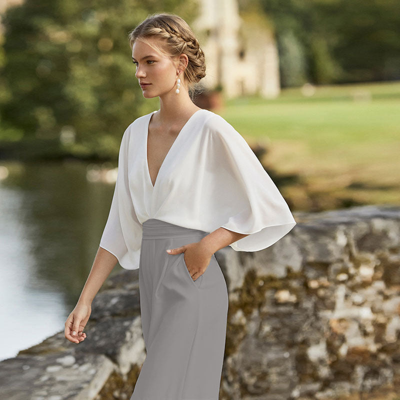 Women's Sleeve Dress Deep V High Waist Jumpsuits