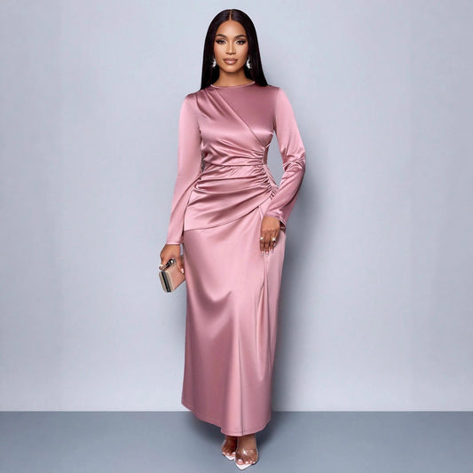 Solid Color High-grade Satin Dress Fashion Elegant Dresses
