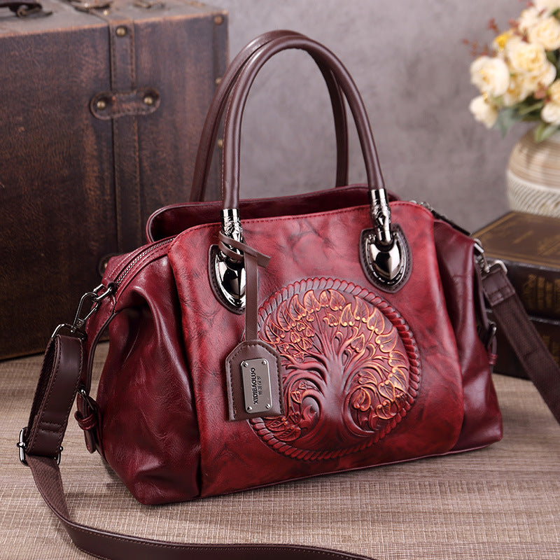 Women's Style Retro Fashion Embossing Gradient Brush Color Bags