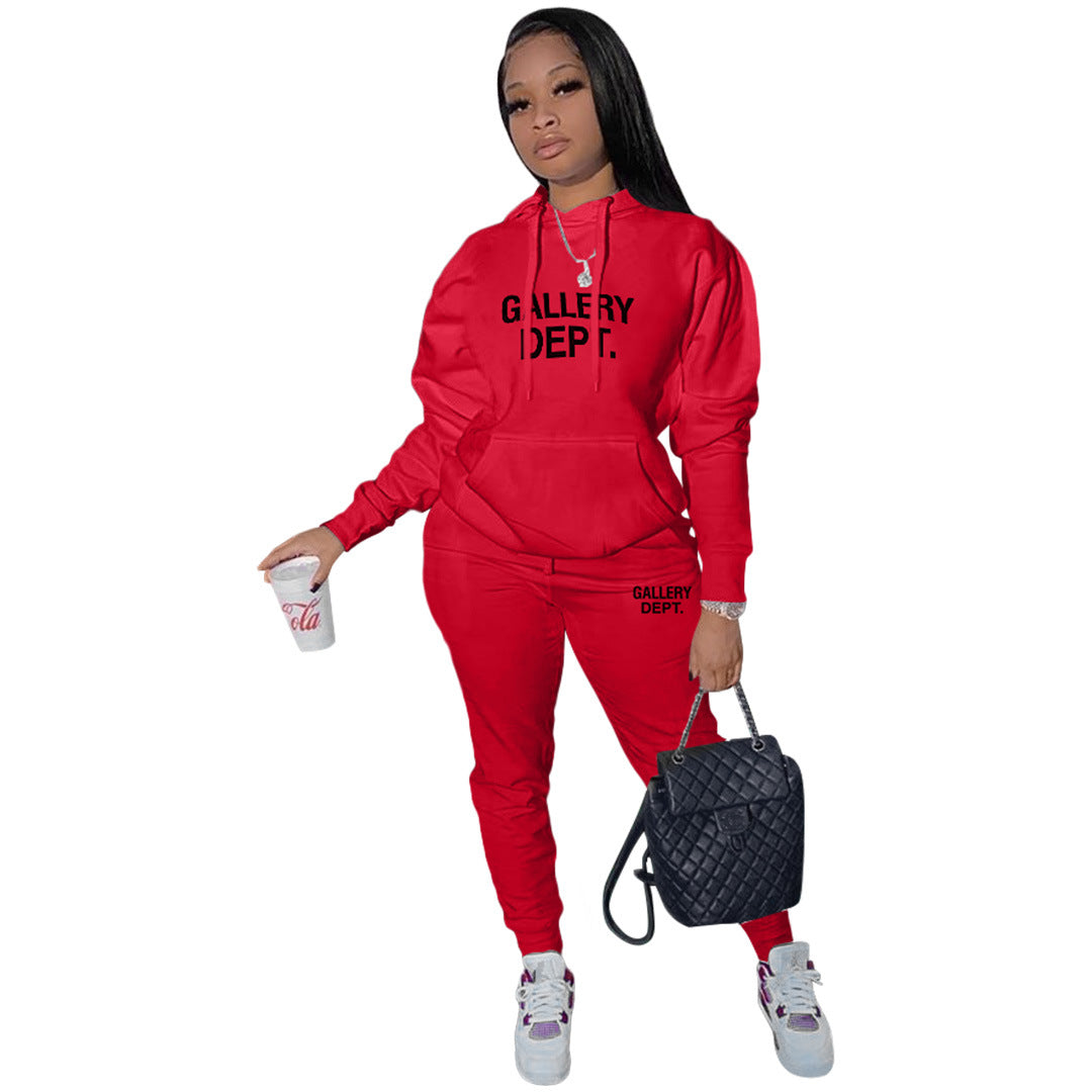 Women's Fashion Casual Printing Sports Two-piece Set Suits