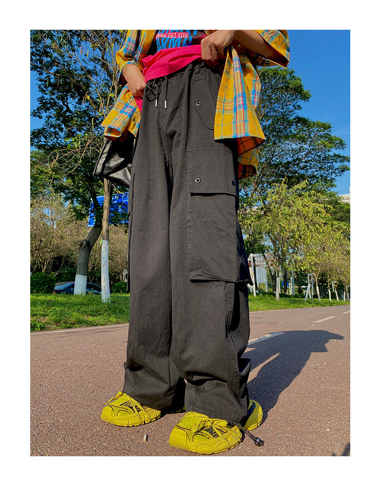 Women's American Hot Purple Overalls Large Loose Pockets Pants