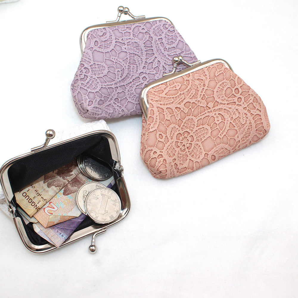 Lace Embossed Cute Mini Object Storage Ladies Wallets