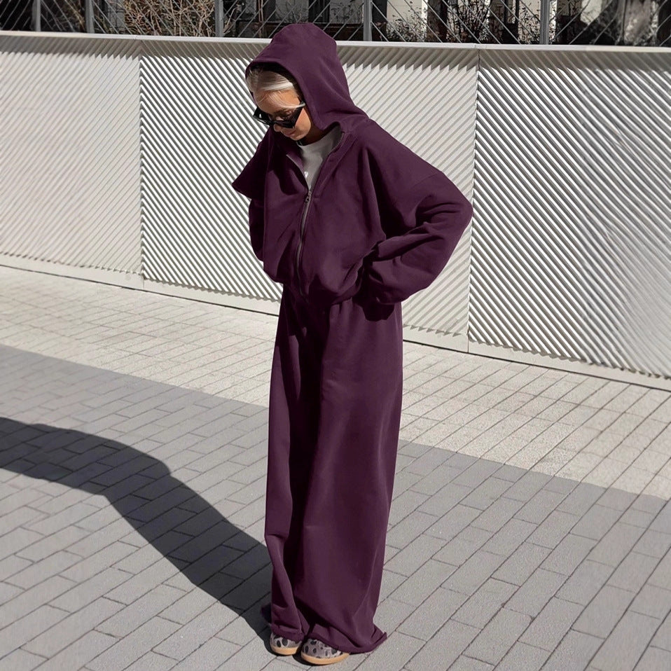 Women's Street Purple Sports Hoodie Fashionable Trousers Suits