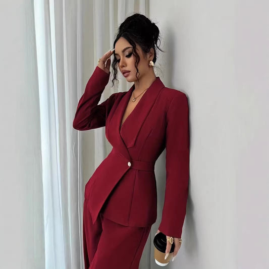 Women's Set Solid Color Long Sleeve Shirt Fashion Casual Suit