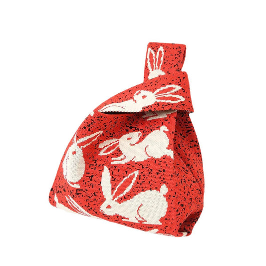 Red Festive Wedding Gift Bridesmaid Knitted Tote Bags