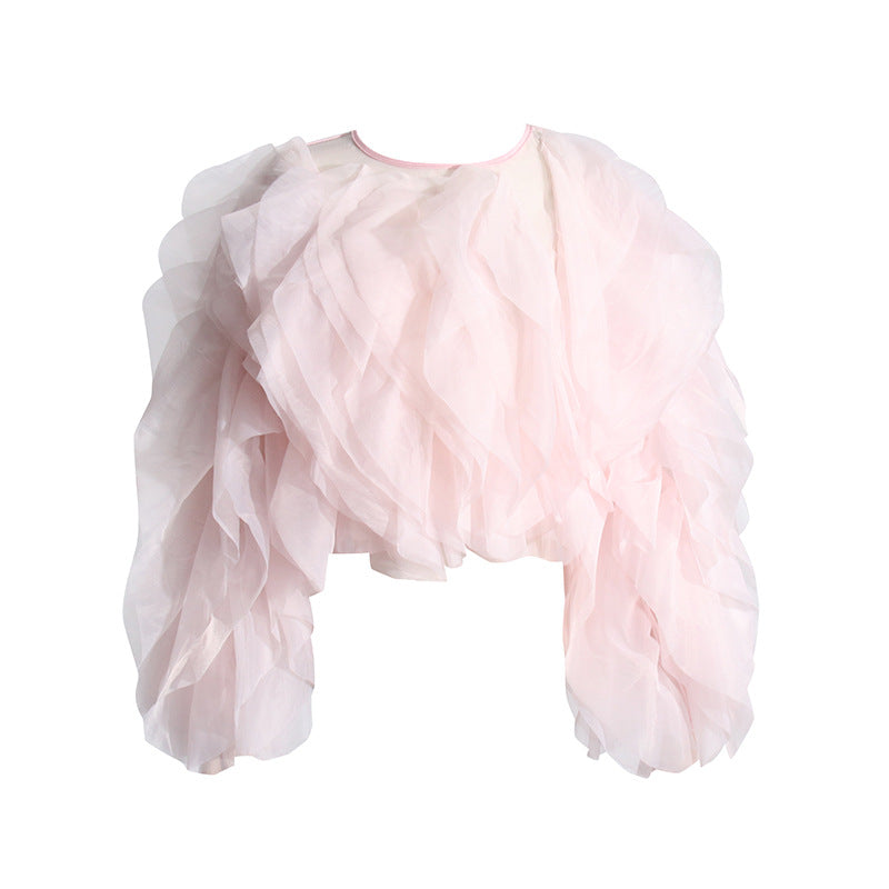 Women's Spring Cool Long Sleeve Layered Ruffled Blouses