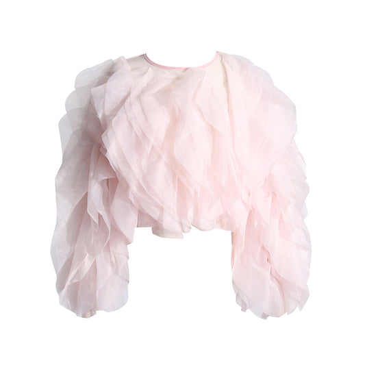 Women's Spring Cool Long Sleeve Layered Ruffled Blouses