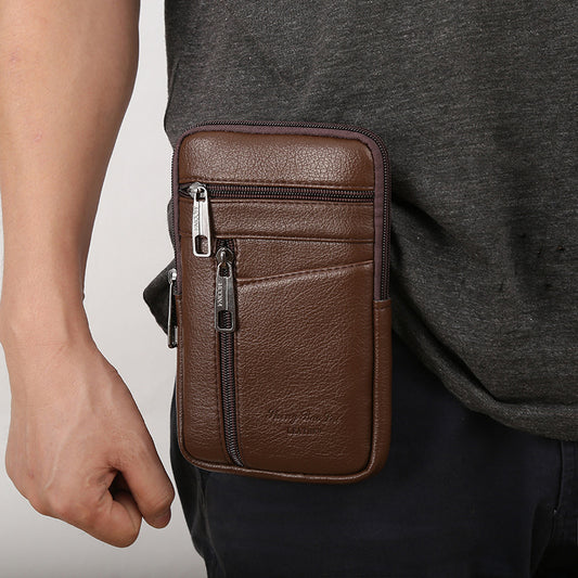 Men's Leather Multifunctional Mobile Large Capacity Cross Men's Chest Bags