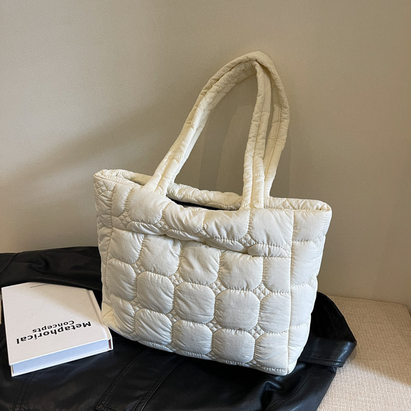 Women's Commuter Down Jacket Portable Cotton Embroidery Tote Bags