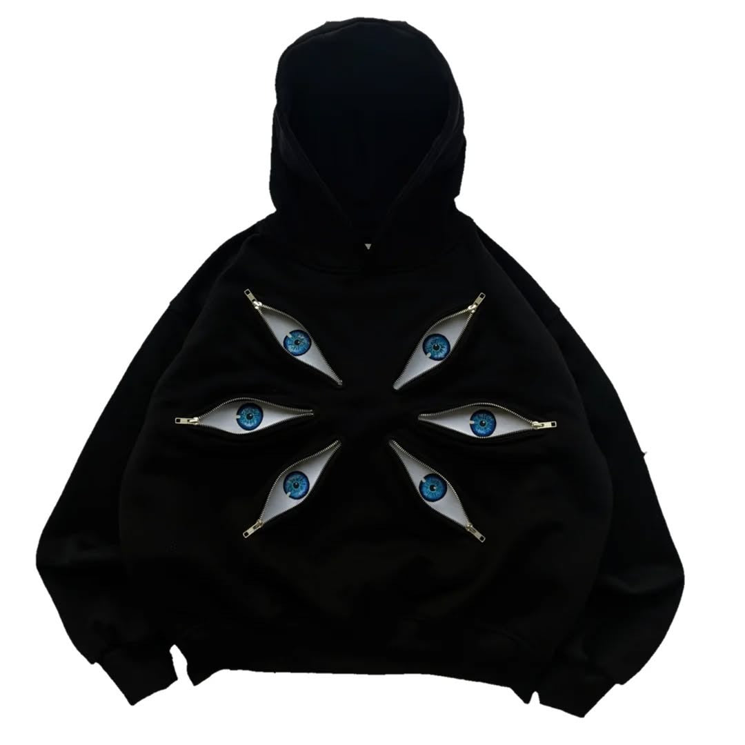 Women's & Men's Zipper Design Devil's Eye Stitching Dark Sweaters
