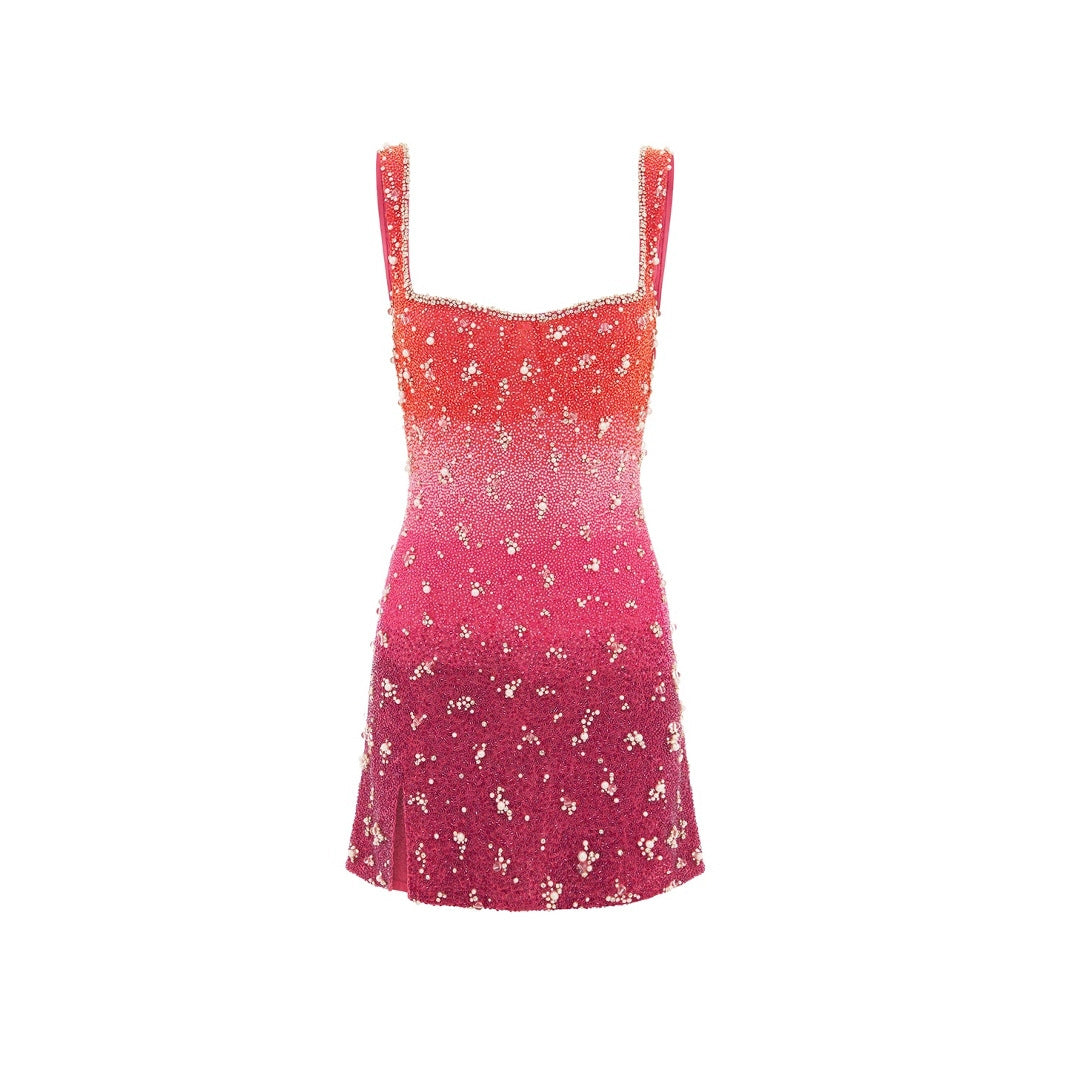 Women's Sexy Temperament Camisole Beaded Gradient Skirts