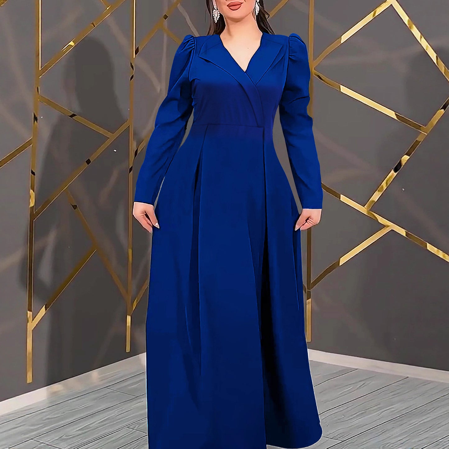 Women's Color Temperament Commute Long Sleeve Cinched Dresses
