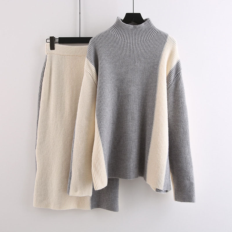 Women's Idle Style Design Color Matching Turtleneck Sweaters