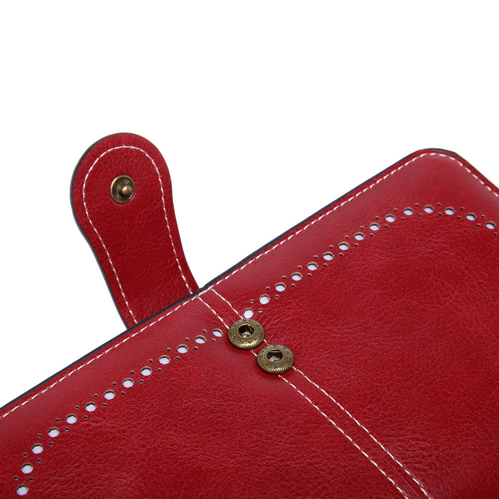 Women's Capacity Mobile Long Zipper Oil Wax Ladies Wallets