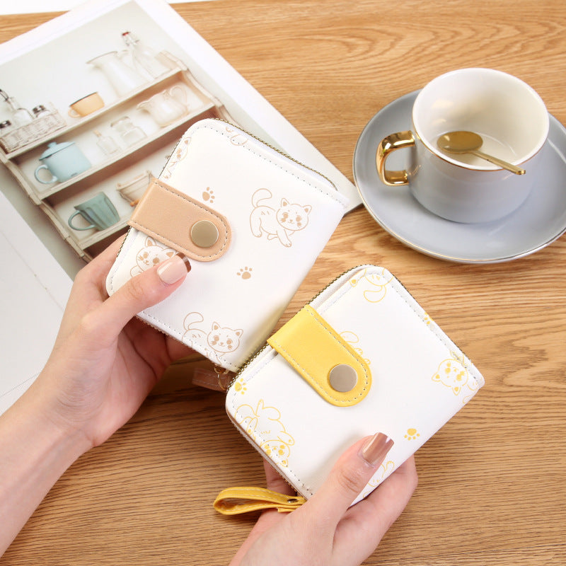 Women's Style Cute Kitten Short Zipper Ladies Wallets