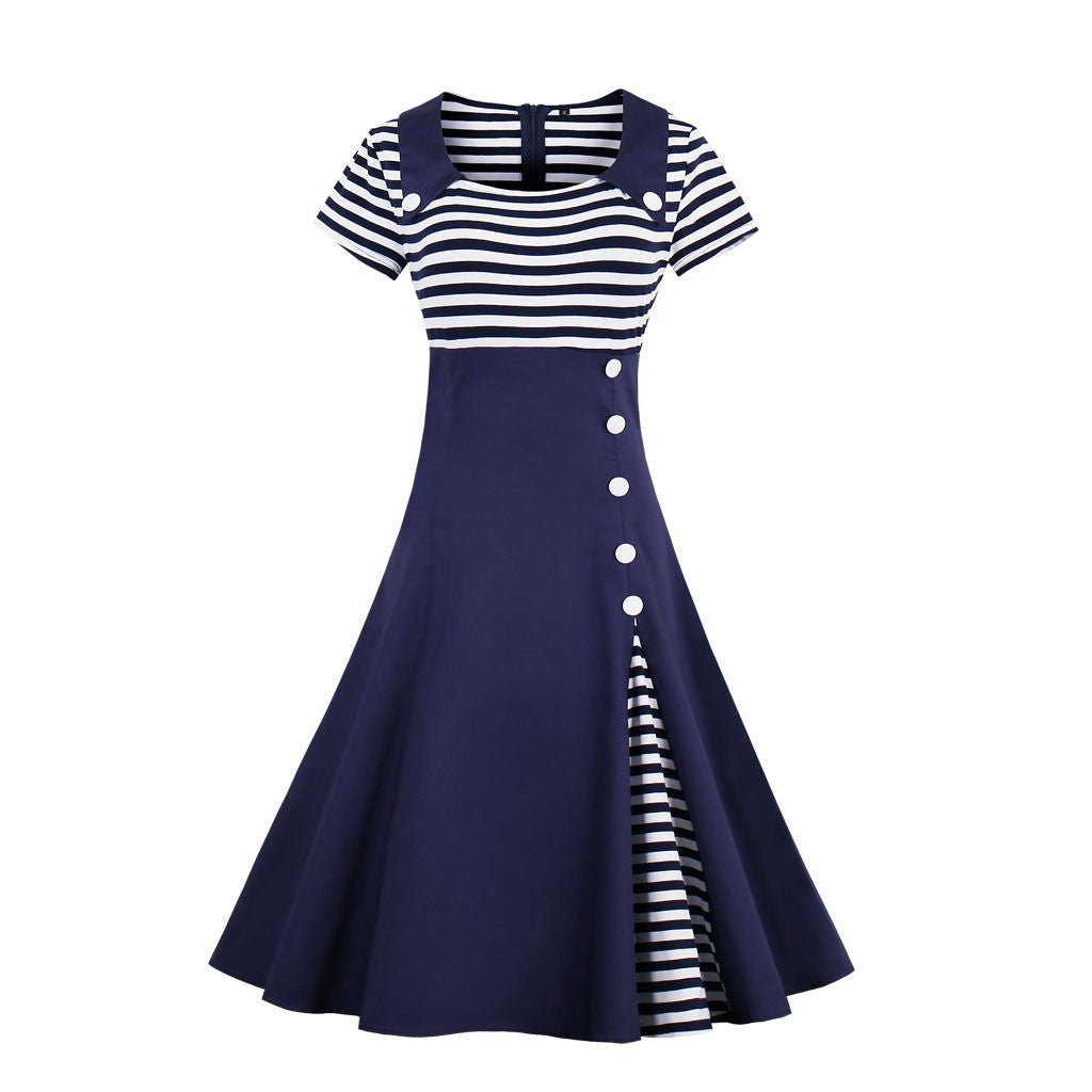 Women's Glamorous Graceful Striped Retro Dress Dresses