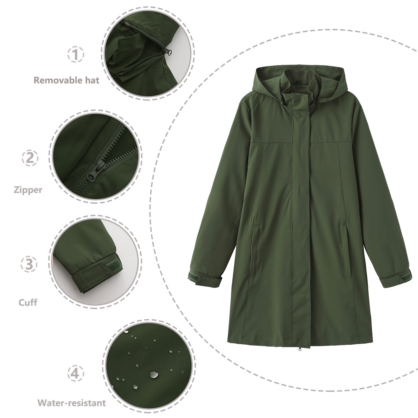 Women's Windbreaker Solid Color Long Sleeve Thin Coats