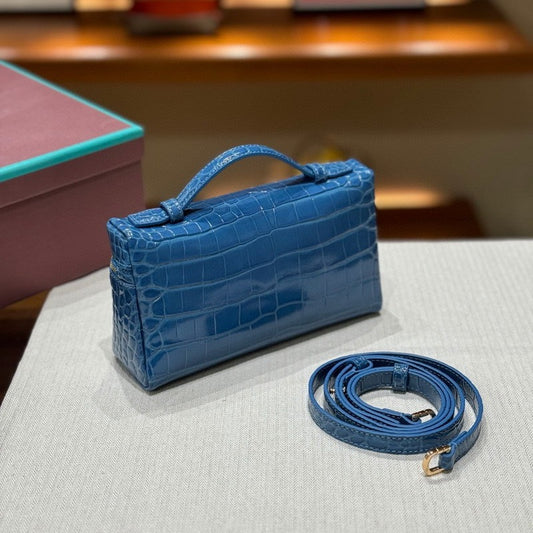 Women's Crocodile Pattern Cowhide Lunch Box Genuine Bags