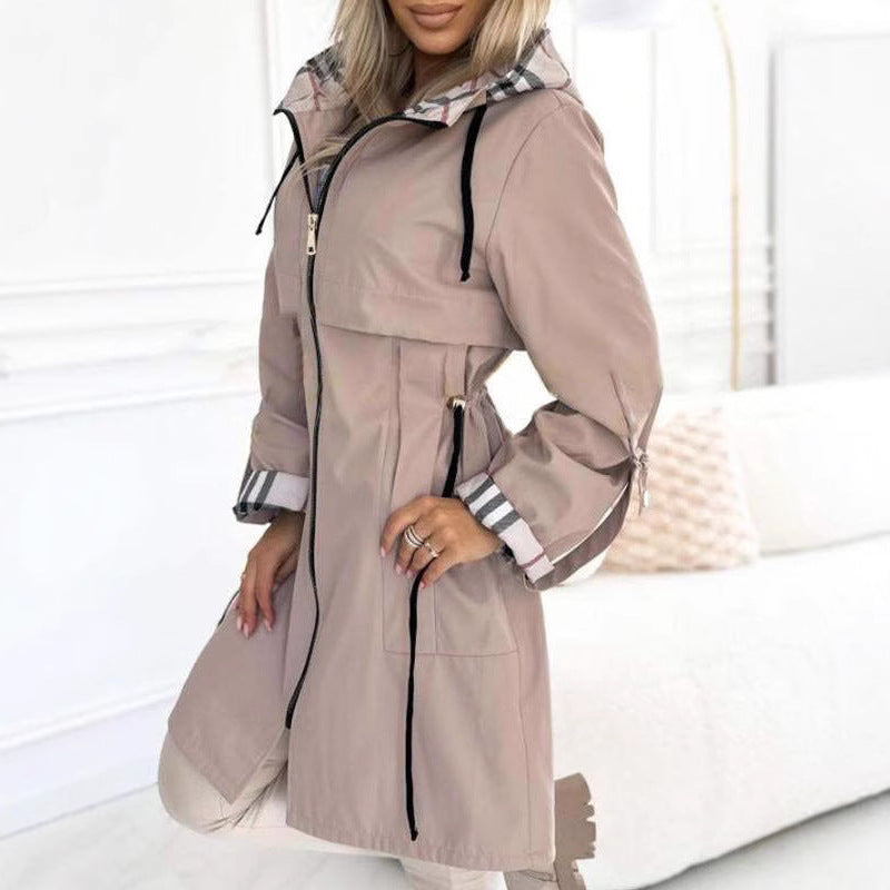 Graceful Innovative Glamorous Hooded Plaid Casual Jackets