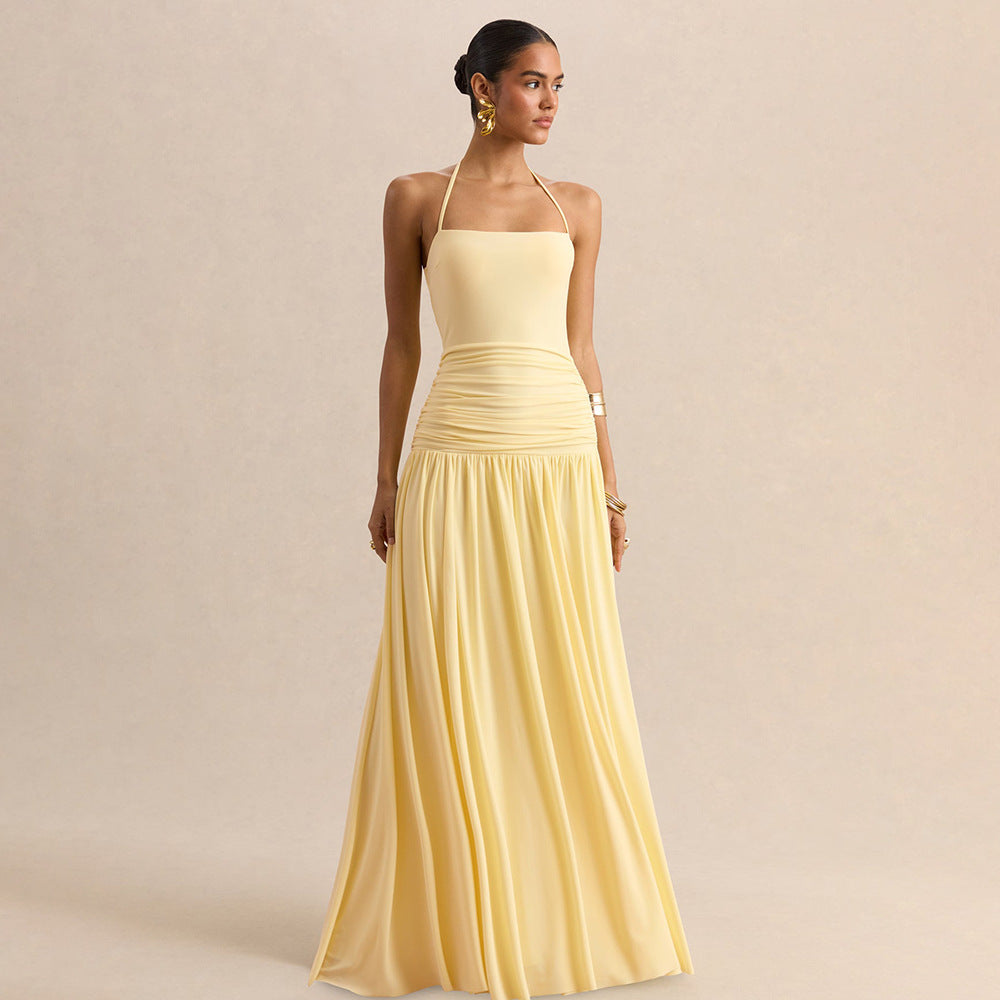 Women's Temperament Pure Color Tube Halter Backless Tops