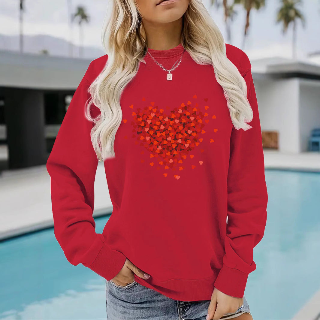 Women's Casual Long-sleeved Round Neck Heart Shape Sweaters