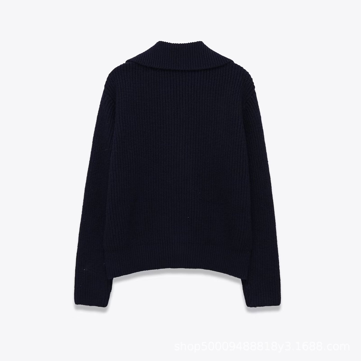 Pretty Double Zipper Lapel Casual Slimming Knitwear