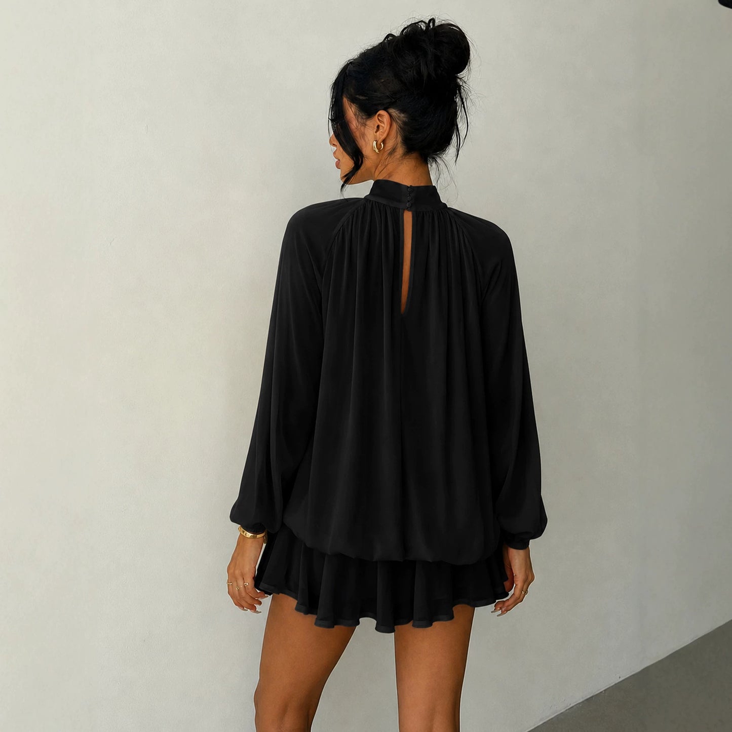 Women's Long-sleeved Versatile Fashion Slimming Solid Color Dress