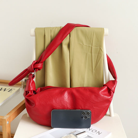 Style Retro Soft Leather Dumpling Croissant Bags