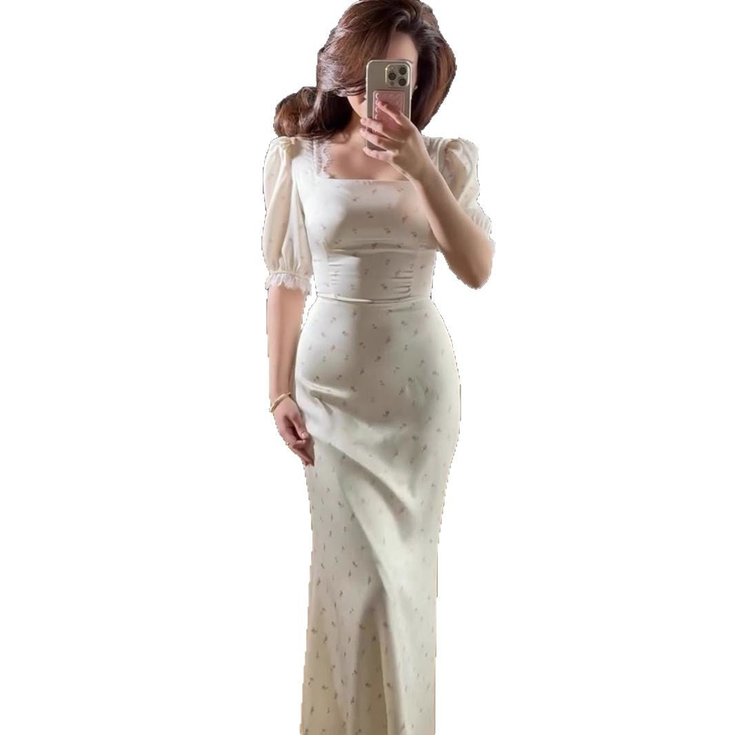 Women's Tied Satin Printed Gentle Fairy Lady Style Dresses
