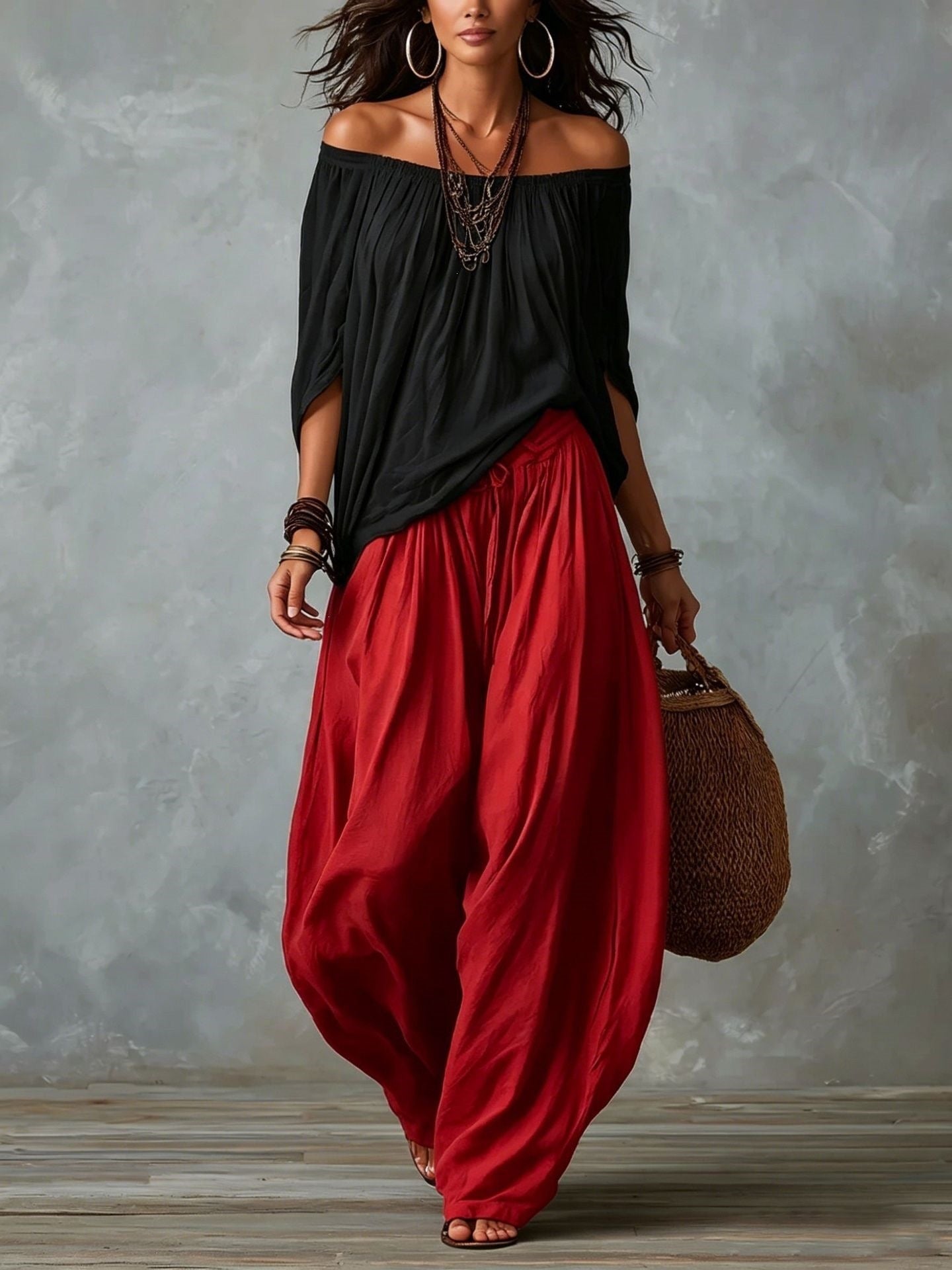 Durable Women's Autumn Long Loose Bloomers Fashion Casual Suit
