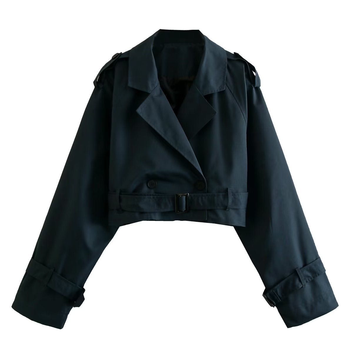 Women's New Spring Cropped Trench Belt Coats