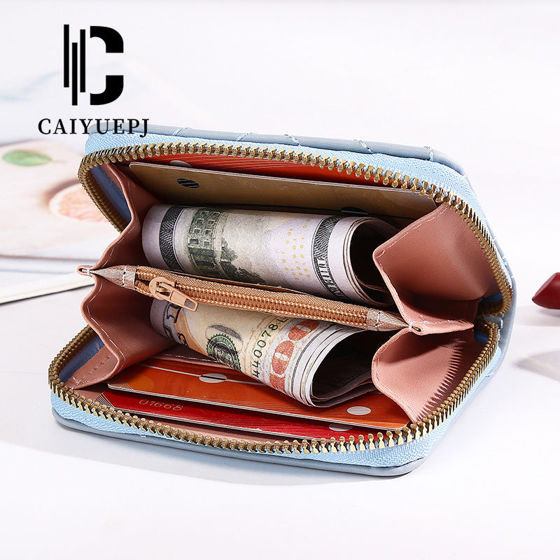 Women's Short Solid Color Summer Button Zipper Coin Purses